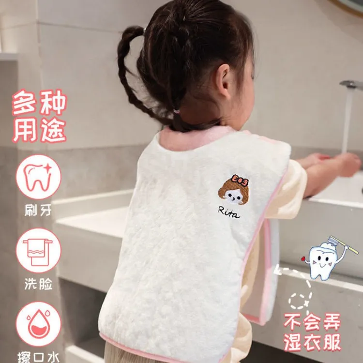儿童洗漱小毛巾洗脸刷牙宝宝秋冬防水围嘴口水巾婴儿围兜可爱柔软