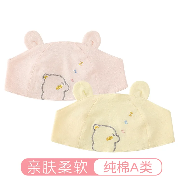 婴儿帽子夏季囟门薄款新生儿纯棉胎帽卤门帽卤门凉帽男女宝宝空顶