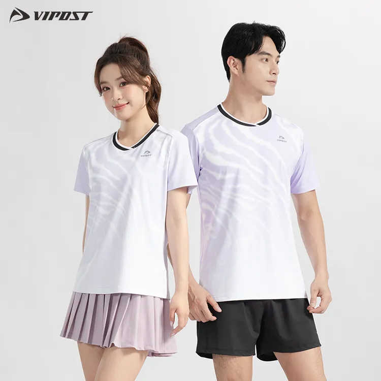 新款羽毛球服短袖吸汗透气男女通用比赛训练服运动上衣