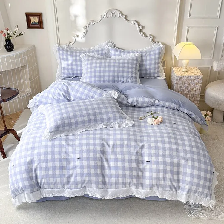 纯棉针织棉小碎花四件套A类母婴级双层纱有氧印花全棉四件套