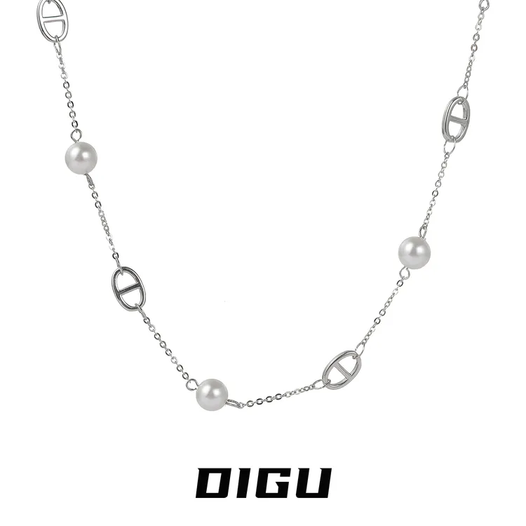 嘀咕家 铜合金仿珍珠项链 多种戴法小猪鼻子珍珠项链轻奢短款颈链