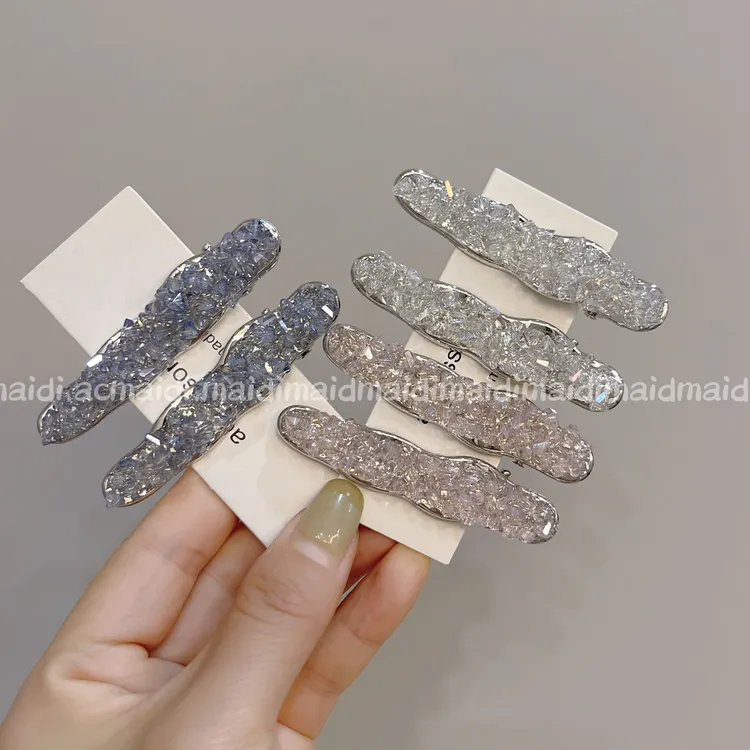 夏季水晶闪闪弹簧鸭嘴夹发饰韩国女神后脑勺一字碎发侧边夹轻奢女