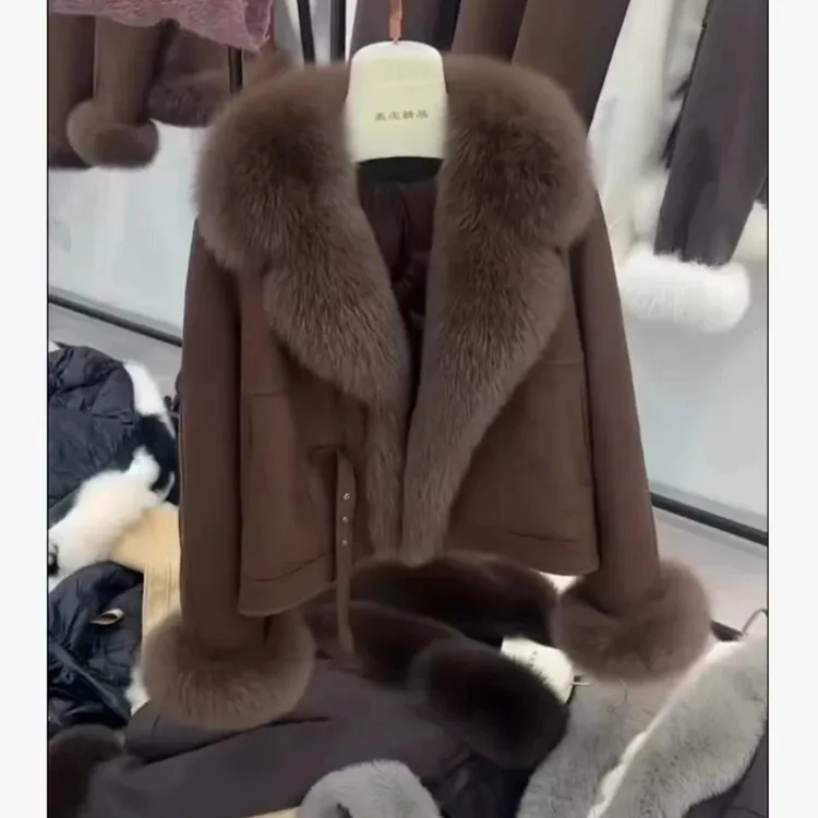 时尚气质毛毛外套短款毛毛袖口女款保暖潮流百搭精品女装冬季秋冬