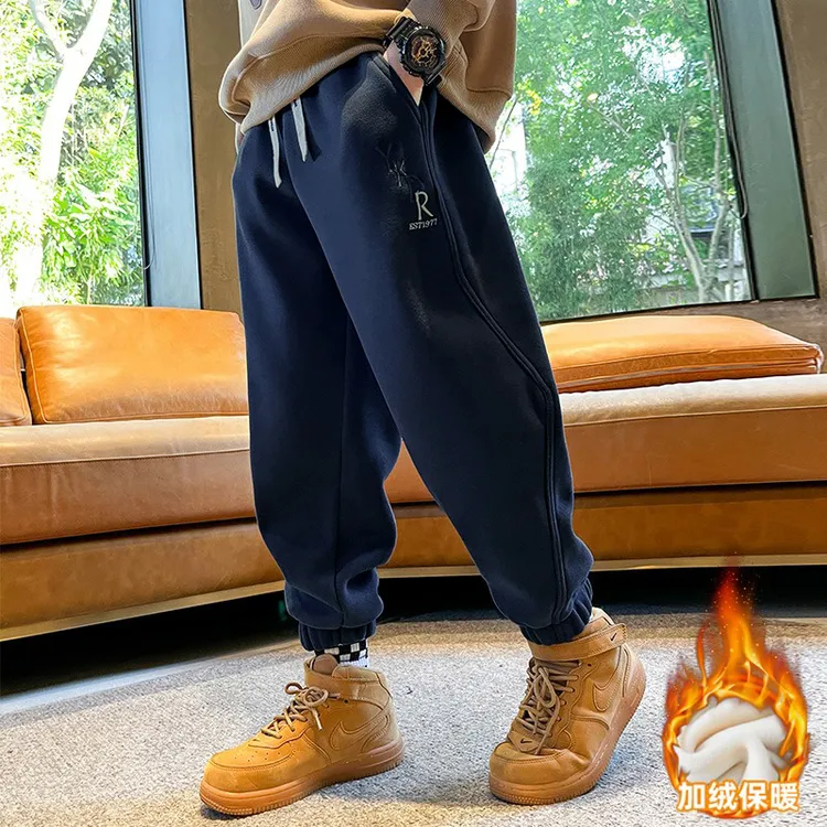 保暖男童加绒加厚裤子秋冬季新款运动裤中大童休闲长裤爆款童装长