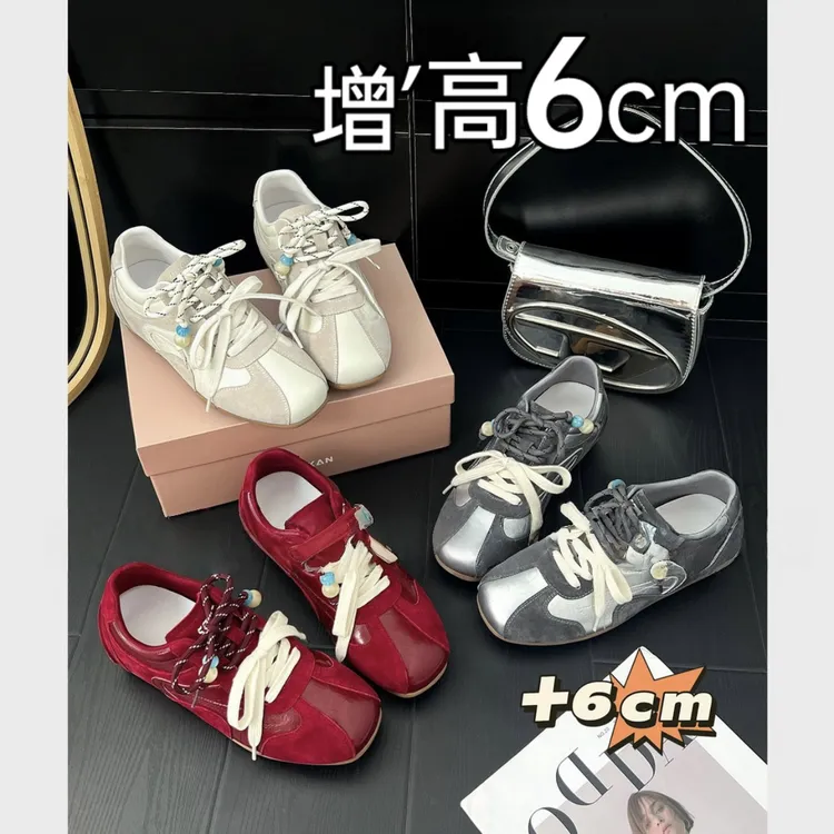 小个子6cm内增高软底德训鞋女2025春秋季新款拼色运动厚底阿甘鞋