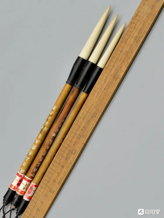 80年代全锋颖细嫩光锋纯羊毫，尺寸：7.3/6.8/6厘米，1.1/1/0.9厘米