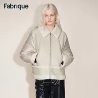 Fabrique Soren 秋冬新品冰川白环保皮毛一体毛领拼接鸭绒羽绒服