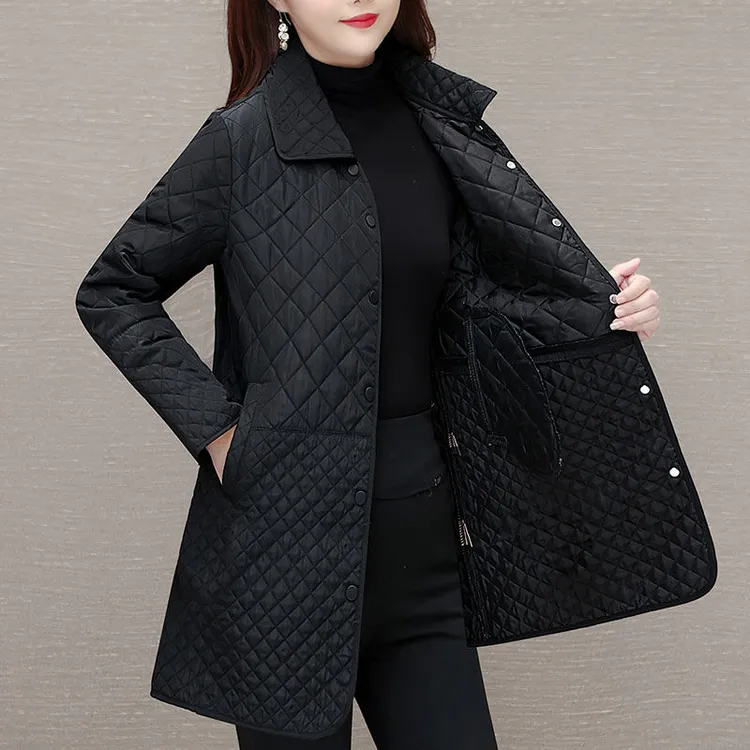 中长款棉衣外套女2024新款秋冬大码宽松显瘦妈妈秋装小棉袄夹5513