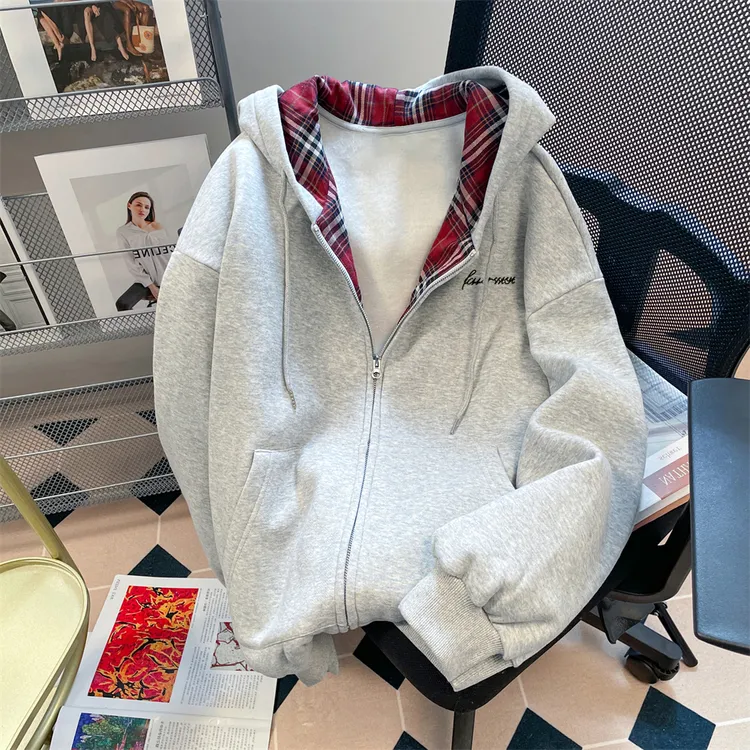 CKKOR秋冬新款男女装棉服外套加绒保暖宽松显瘦慵懒风开衫卫衣ins