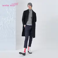 MARKFAST设计师品牌黑色毛呢大衣男秋冬立体裁剪复古M1BIM93030