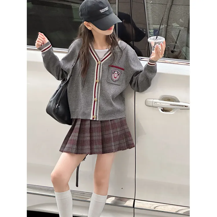 K29543孙小美学院风女童毛衣开衫2025秋装新款儿童外套春秋衣服潮