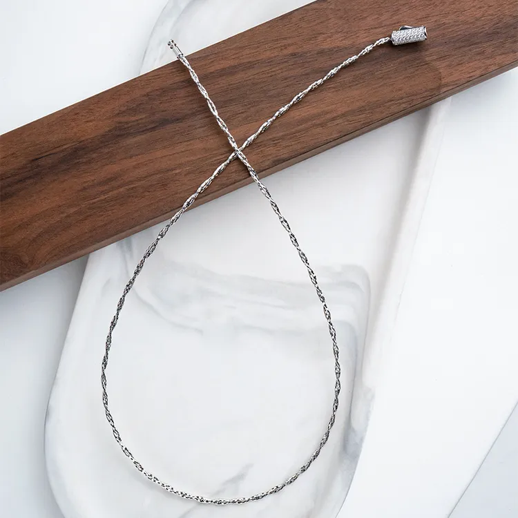 链子925银 双层编织麻花爆闪项圈女百搭高颜值优雅简约气质感项链