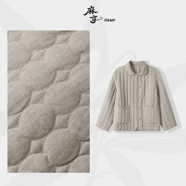 麻享【波纹菱格·棉服】纯汉麻外套内填充新雪丽棉女上衣FSY51120