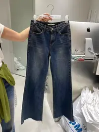 韩国东大门正品女装时尚直筒毛边牛仔裤091603（NO退NO换）
