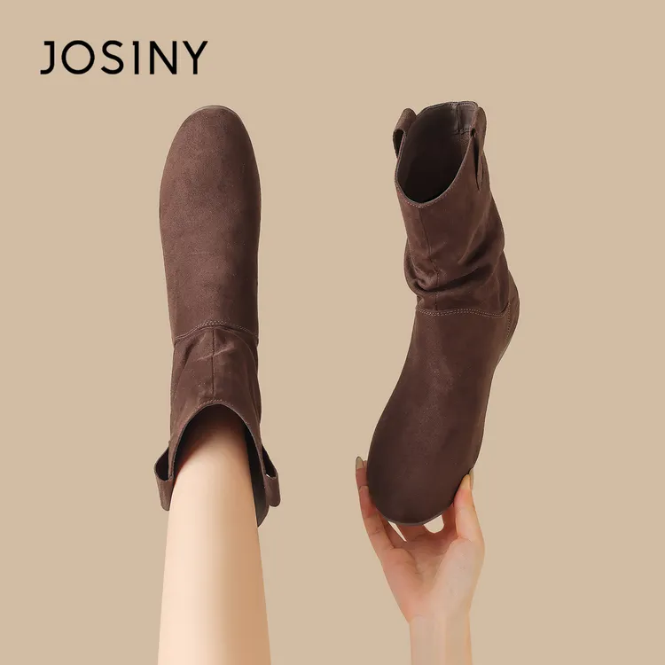 卓诗尼复古勃肯堆堆靴女款2025秋冬新款增高短靴百搭法式马丁靴爆