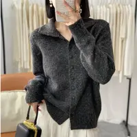 【例畔精选】2025新款高级感显瘦软糯翻领时尚百搭针织衫S612#