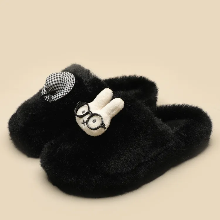 毛毛拖鞋女外穿2025新款秋冬季加绒室内居家防滑软底懒人棉拖