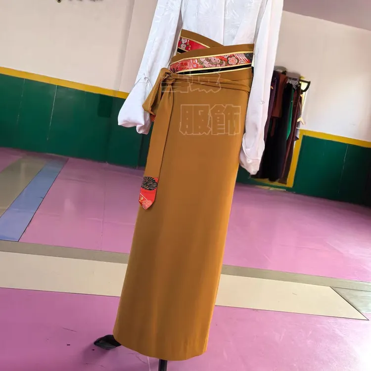 女款半身假藏袍民族服饰不含衬衣半身裙锅庄舞蹈舞台裙表演服装