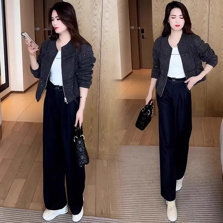 时尚闪光短外套女2025春秋新款洋气显瘦百搭长袖短外套