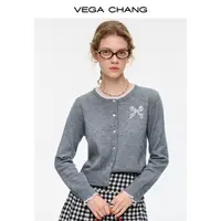 【返现10%】9/22上新【灰蝶绒甜】灰色蝴蝶结针织开衫甜美精致针织衫