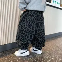 儿童裤子男童爆款2025xi新款女童秋冬季加绒春款宽松豹纹休闲裤子