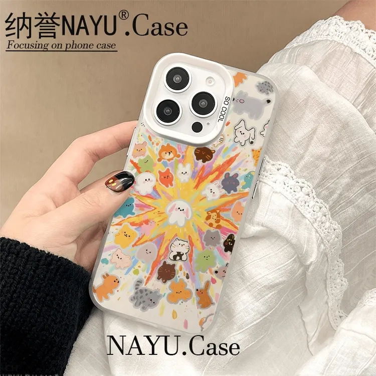 烟花爆炸一群小狗彩银壳适用于iPhoneiPhone苹果17手机壳华为oppo