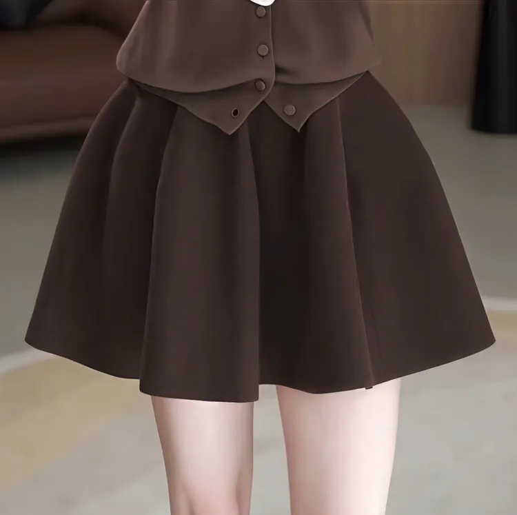 时尚复古百搭高腰花苞半身裙女2025年秋冬新款大码女装显瘦A字裙