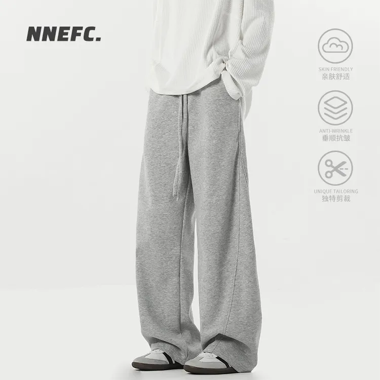 NNEFC美式高街弯刀裤男女潮牌春秋直筒阔腿运动重磅百搭休闲卫裤