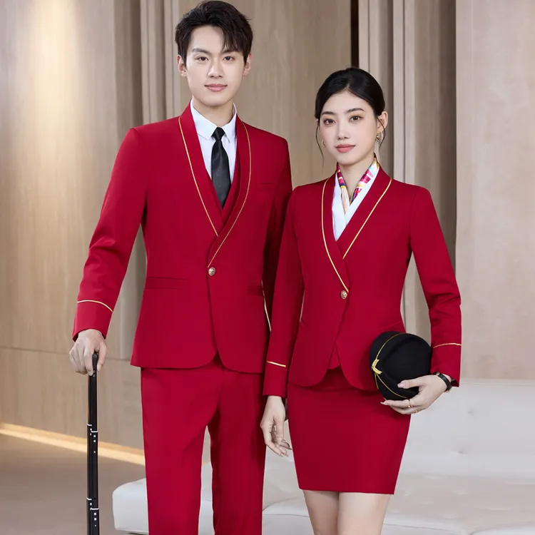 职业套装男女西服马甲高铁乘务员南航空姐空少制服酒店前台工作服