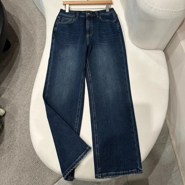 【墨涵精选2】甘蔗窄版加绒四面弹韩版简约百搭时尚牛仔裤66180