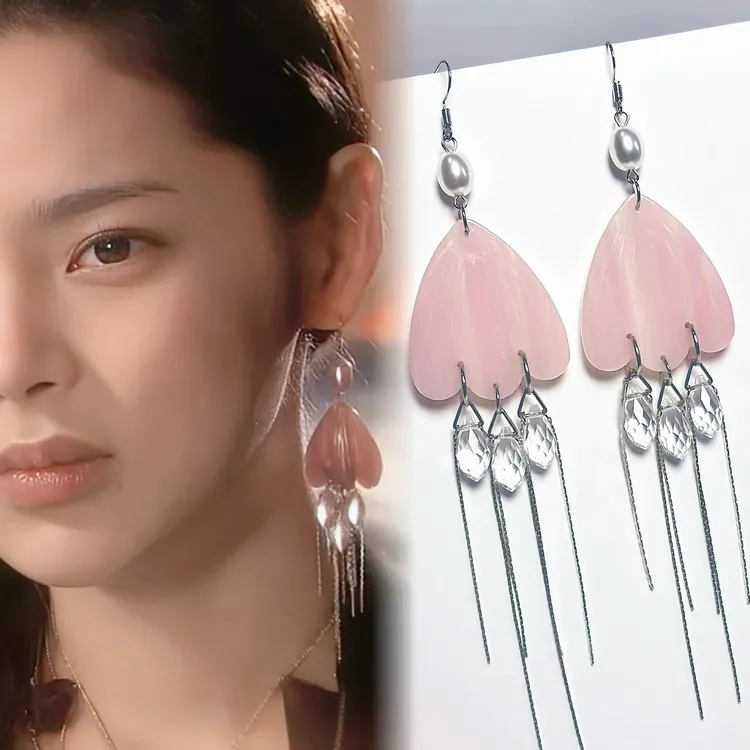 合金仿珍珠耳饰 Healing girl 我的女孩金世萱同款仿贝母银针耳环