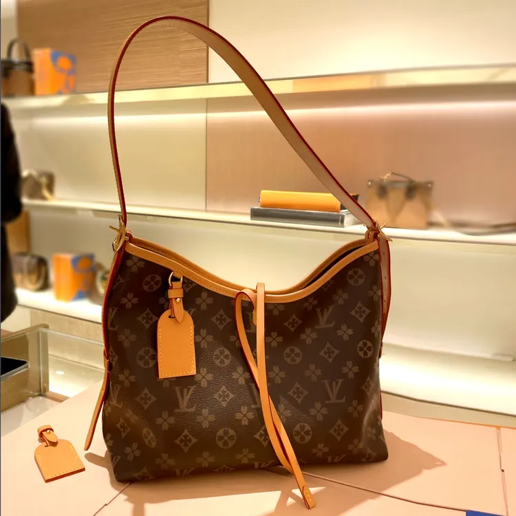 香港仓撤柜正品2025新款真皮lveycarryall托特包单肩斜挎购物袋女