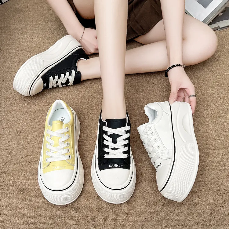 真皮厚底小白鞋女款秋季新款百搭休闲板鞋增高四季款女2802