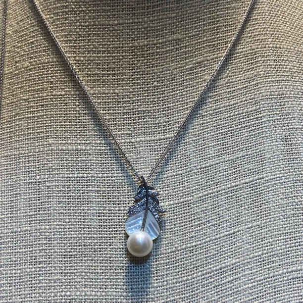 F04天然淡水珍珠项链S925银项链珍珠7-8mm贝母（全场买二送首饰盒