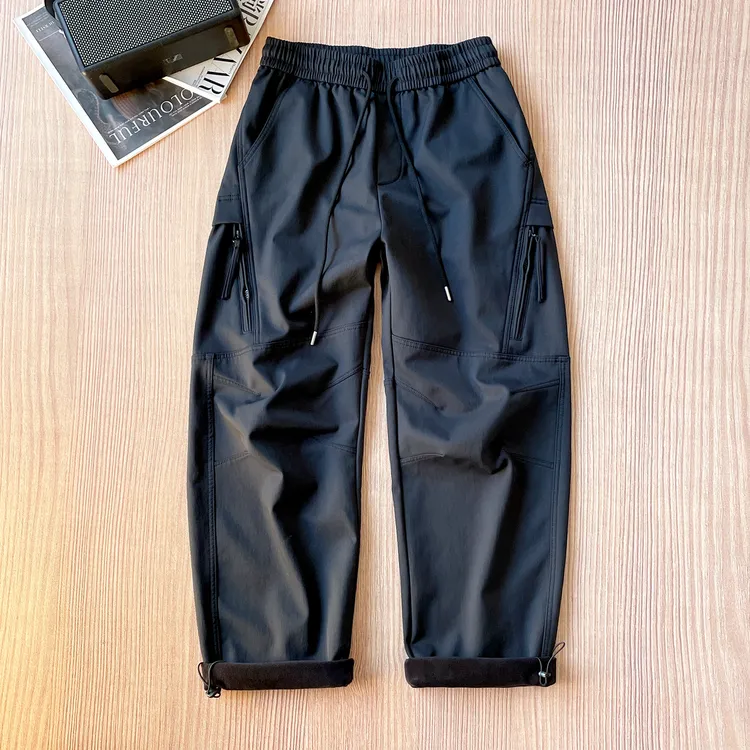 时尚男士宽松直筒休闲裤秋冬简约加绒男款直筒裤加厚过冬通勤长裤