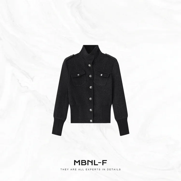 MBNL-F “Irene 金扣” 经典质感机车气质感毛呢外套秦磊XM-XWT6590