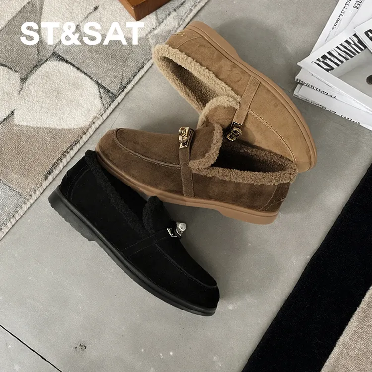 【铂金系列】星期六冬季加绒保暖乐福鞋软底舒适时尚女气质爆款1B2Q