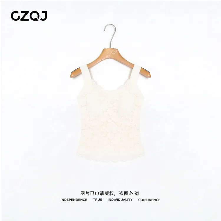 广州琴姐 琥珀流光风秋冬新款镂空蕾丝纯欲背心吊带女美背 6883