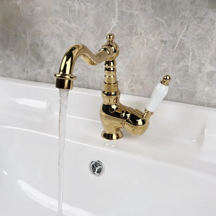 旗舰款欧式台上盆复古金色全铜面盆万向防溅洗手盆优质冷热洗脸盆