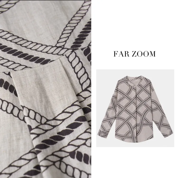 FAR ZOOM 天丝亚麻菱格开衫衬衫