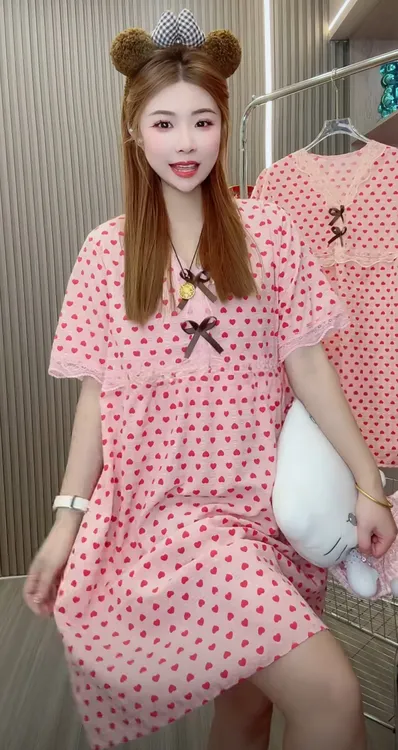 新款家居服睡裙女士睡衣女大码宽松版型