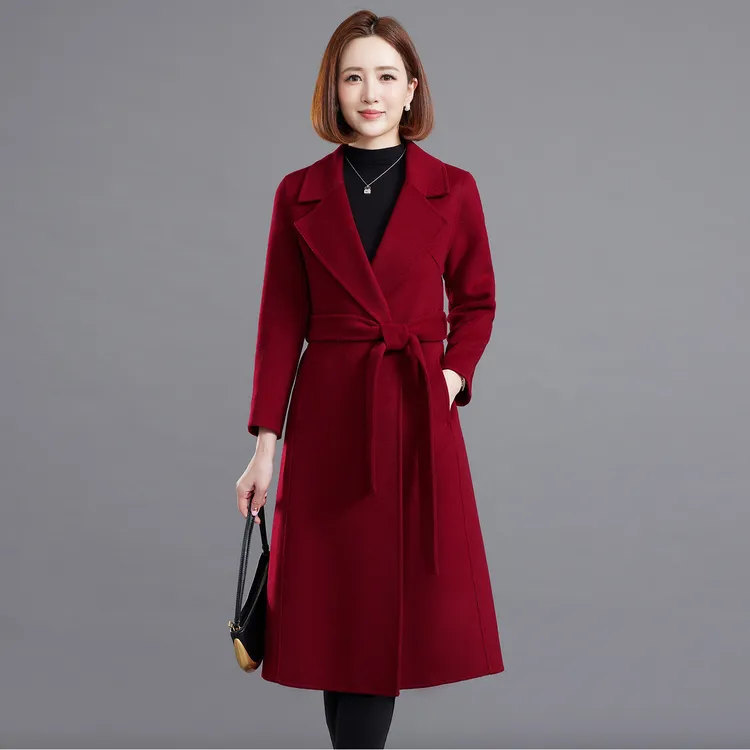 12月份喜婆婆婚宴装衣服平时可穿结婚妈妈外套礼服双面羊绒大衣冬