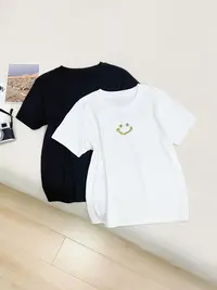 韩版时尚简约宽松百搭圆领短袖恤女洋气衣服女