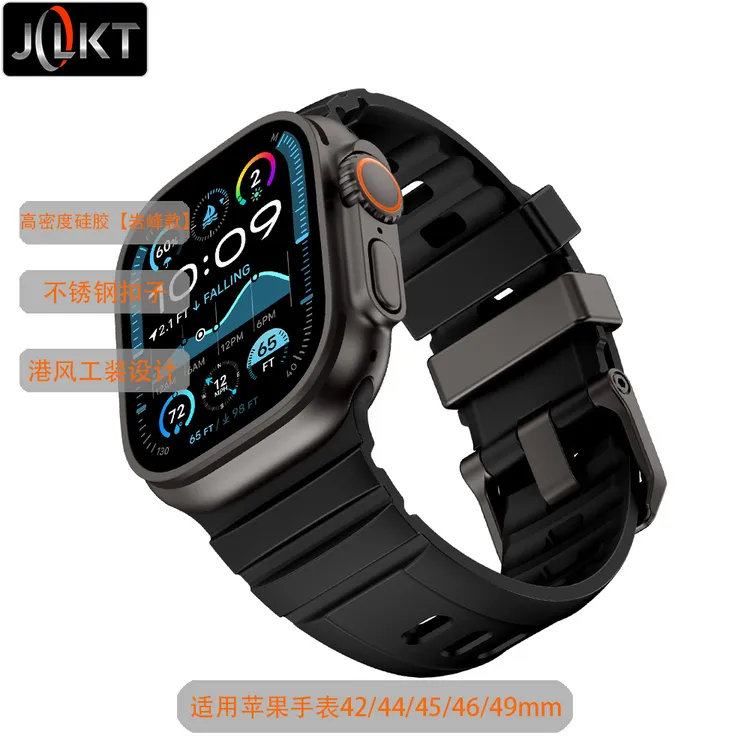 JOLKT适用苹果1-10代港风工装手表带ultra49mm高密度硅胶s 10/9/8