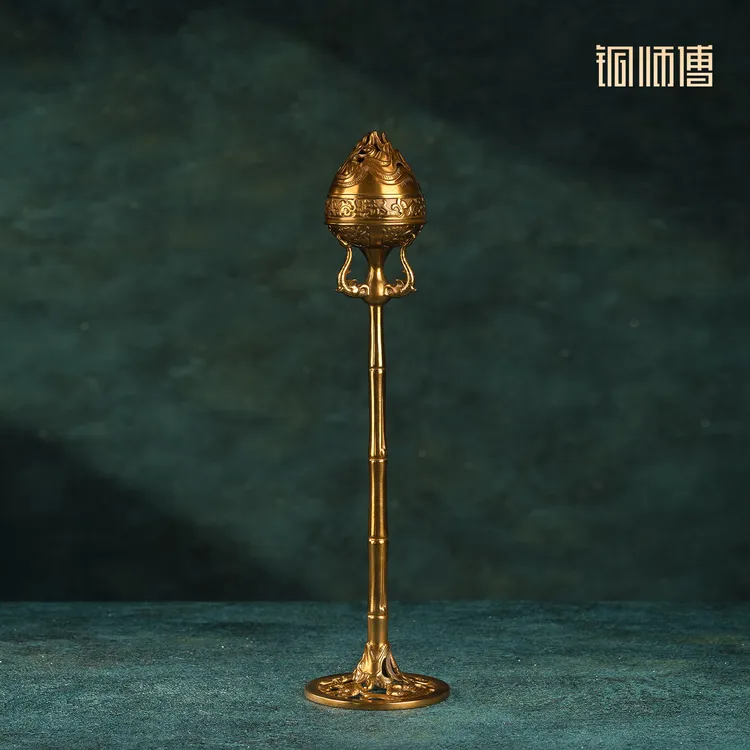 铜师傅 陕西历史博物馆系列《鎏金银竹节熏炉铜摆件》居家饰品