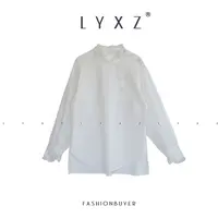  LYXZ x 大小与【玉兰清露】立领衬衣气质上衣拼蕾丝套头长袖80278