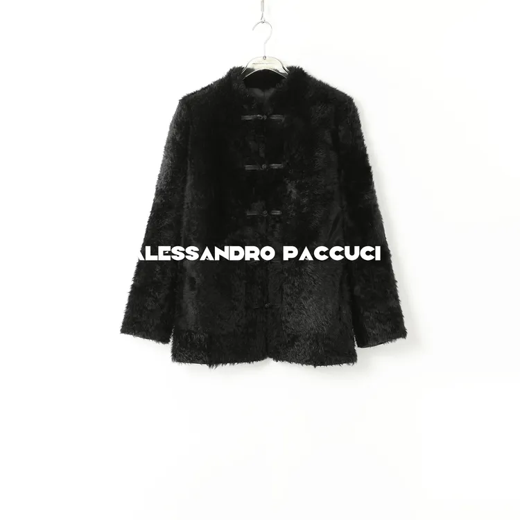 AP洛哥44118CM【黑标系列】进口拉贡皮毛一体中式盘扣皮草外套24冬