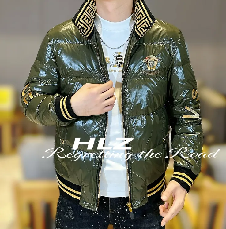 2025冬季新款男士高品质轻奢时尚抗寒刺绣字母立领休闲羽绒服外套