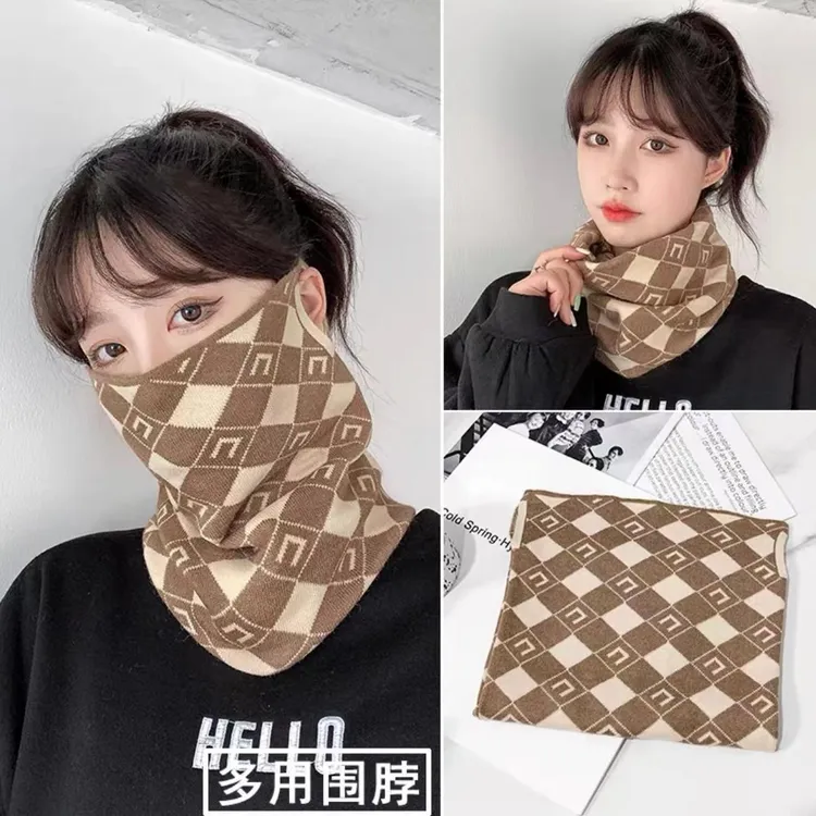 围脖冬季女韩版百变挂耳面罩保暖护颈脖套百搭围巾防风寒口罩X