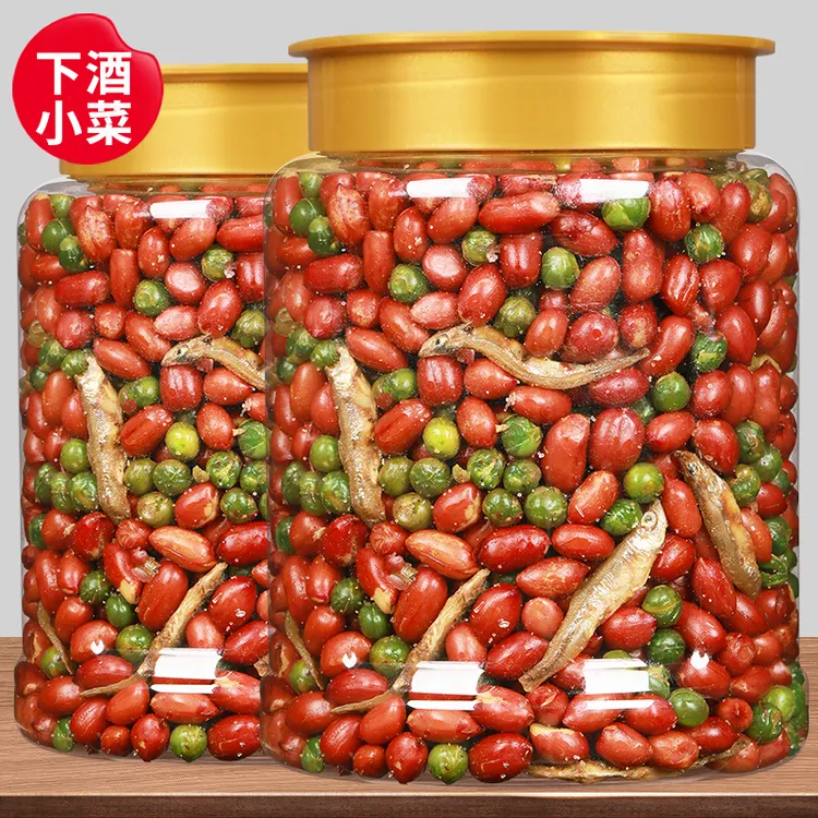 小鱼花生米500g大罐五香麻辣网红小鱼干花生米下酒花生米休闲零食